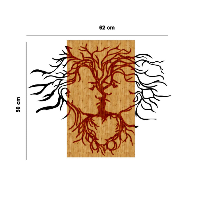 Decorazione in Metallo e Legno Bacio, Legno, Metallo, 62x1,8x50 cm, EPIKASA