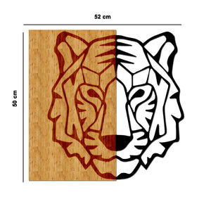 Decorazione in Metallo e Legno Tigre, Legno, Metallo, 52x1,8x50 cm, EPIKASA