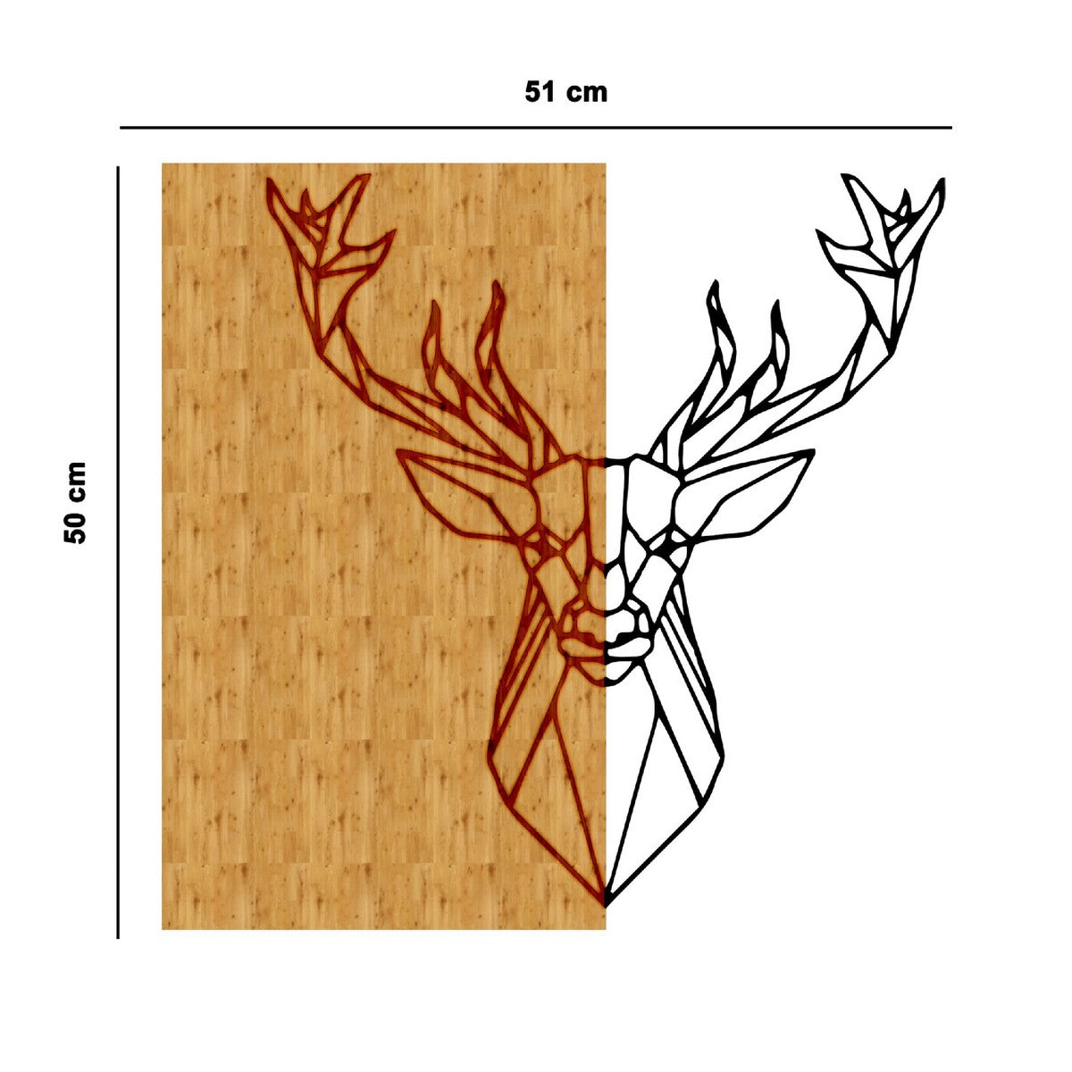 Decorazione in Metallo e Legno Cervo, Legno, Metallo, 51x1,8x50 cm, EPIKASA