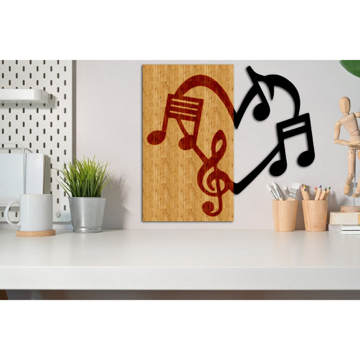 Decorazione in Metallo e Legno Amore e Musica, Legno, Metallo, 56x1,8x50 cm, EPIKASA