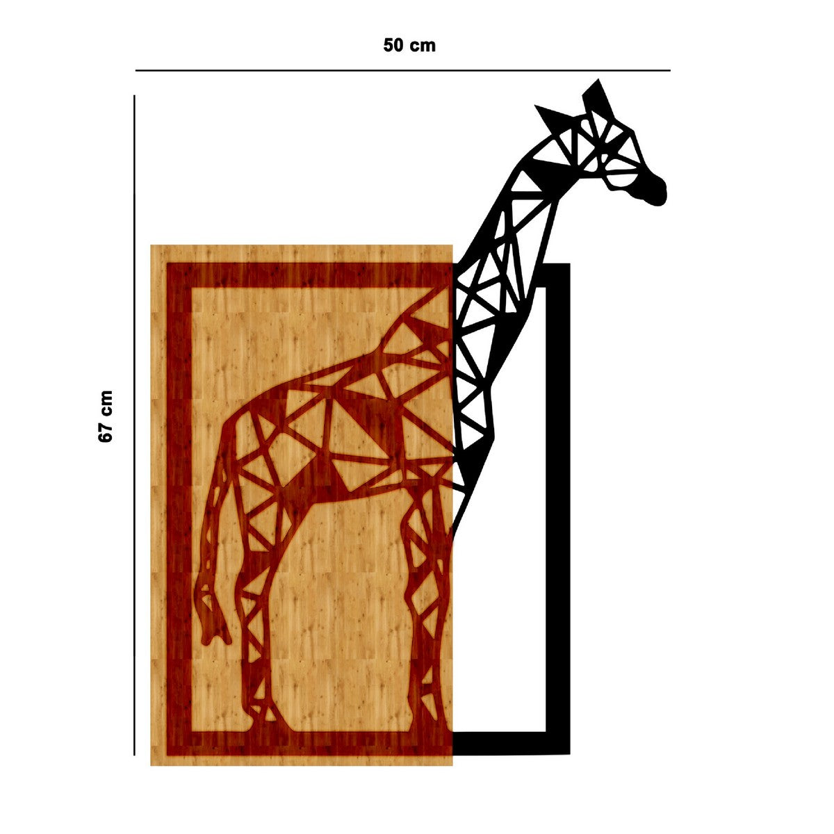 Decorazione in Metallo e Legno Giraffa 1, Legno, Metallo, 50x1,8x67 cm, EPIKASA