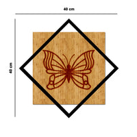 Decorazione in Metallo e Legno Farfalla 4, Legno, Metallo, 40x1,8x40 cm, EPIKASA