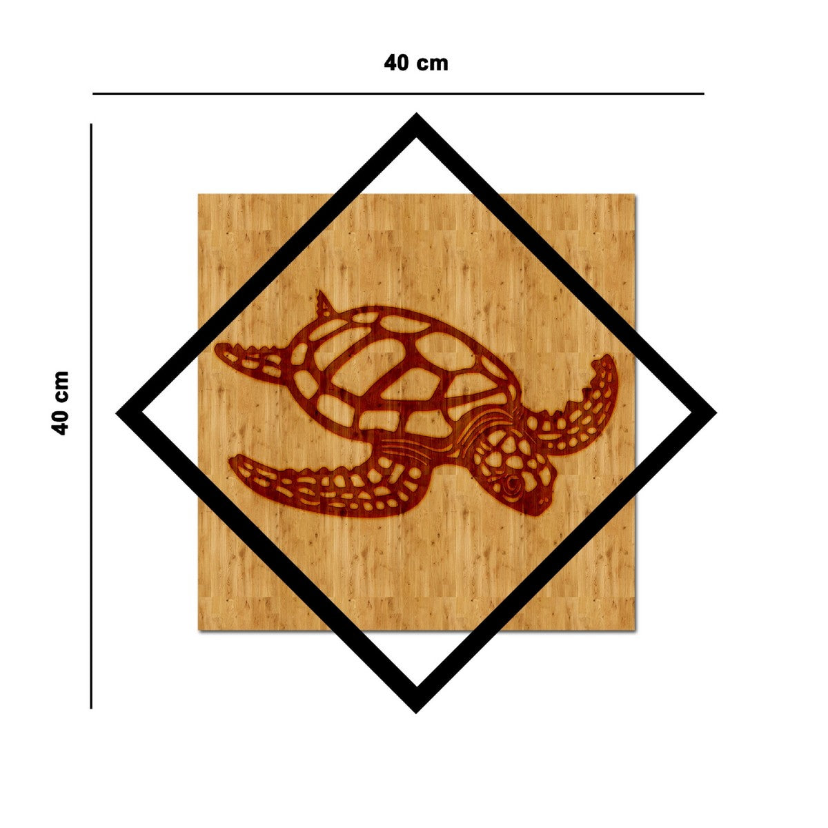 Decorazione in Metallo e Legno Tartaruga 1, Legno, Metallo, 40x1,8x40 cm, EPIKASA