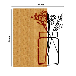 Decorazione in Metallo e Legno Fiore 12, Legno, Metallo, 43x1,8x50 cm, EPIKASA