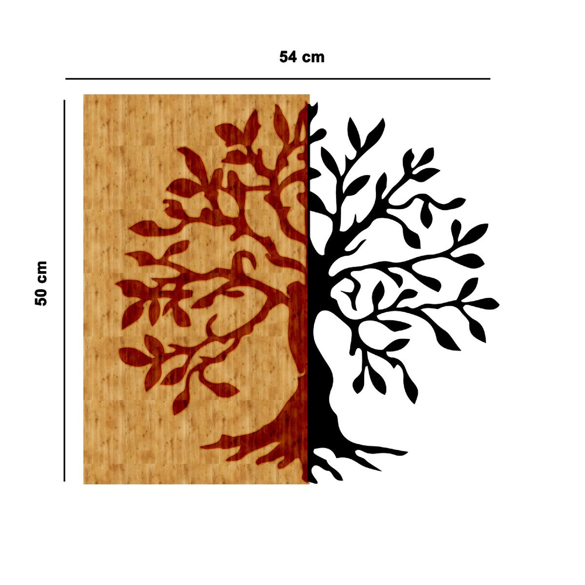 Decorazione in Metallo e Legno Albero 17, Legno, Metallo, 54x1,8x50 cm, EPIKASA