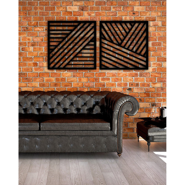 Decorazione in Metallo Linee 3, Nero, Metallo, 150x3x75 cm, EPIKASA