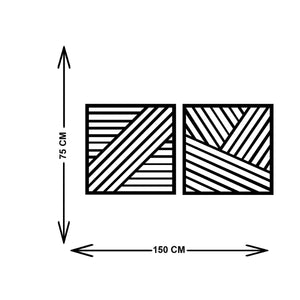 Decorazione in Metallo Linee 3, Nero, Metallo, 150x3x75 cm, EPIKASA