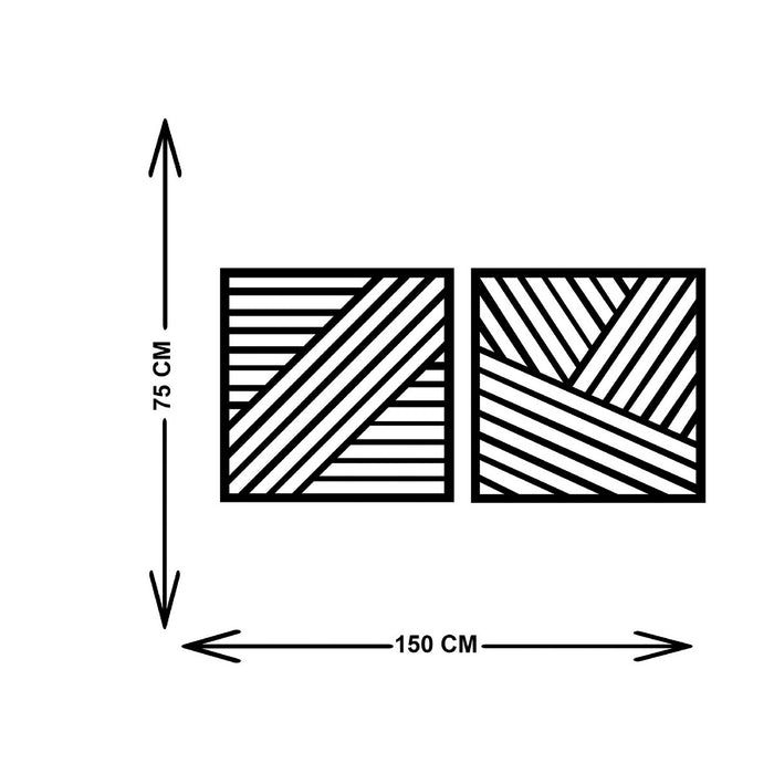 Decorazione in Metallo Linee 3, Nero, Metallo, 150x3x75 cm, EPIKASA