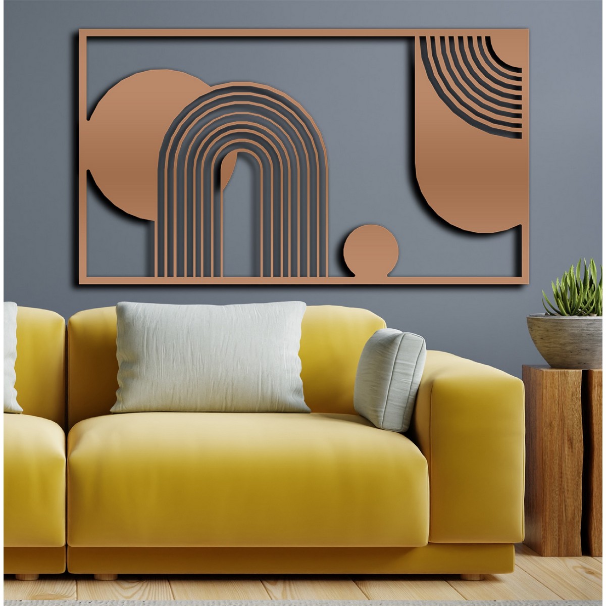 Decorazione in Metallo Composizione Geometrica 1, Rame, Metallo, 101x3x57 cm, EPIKASA