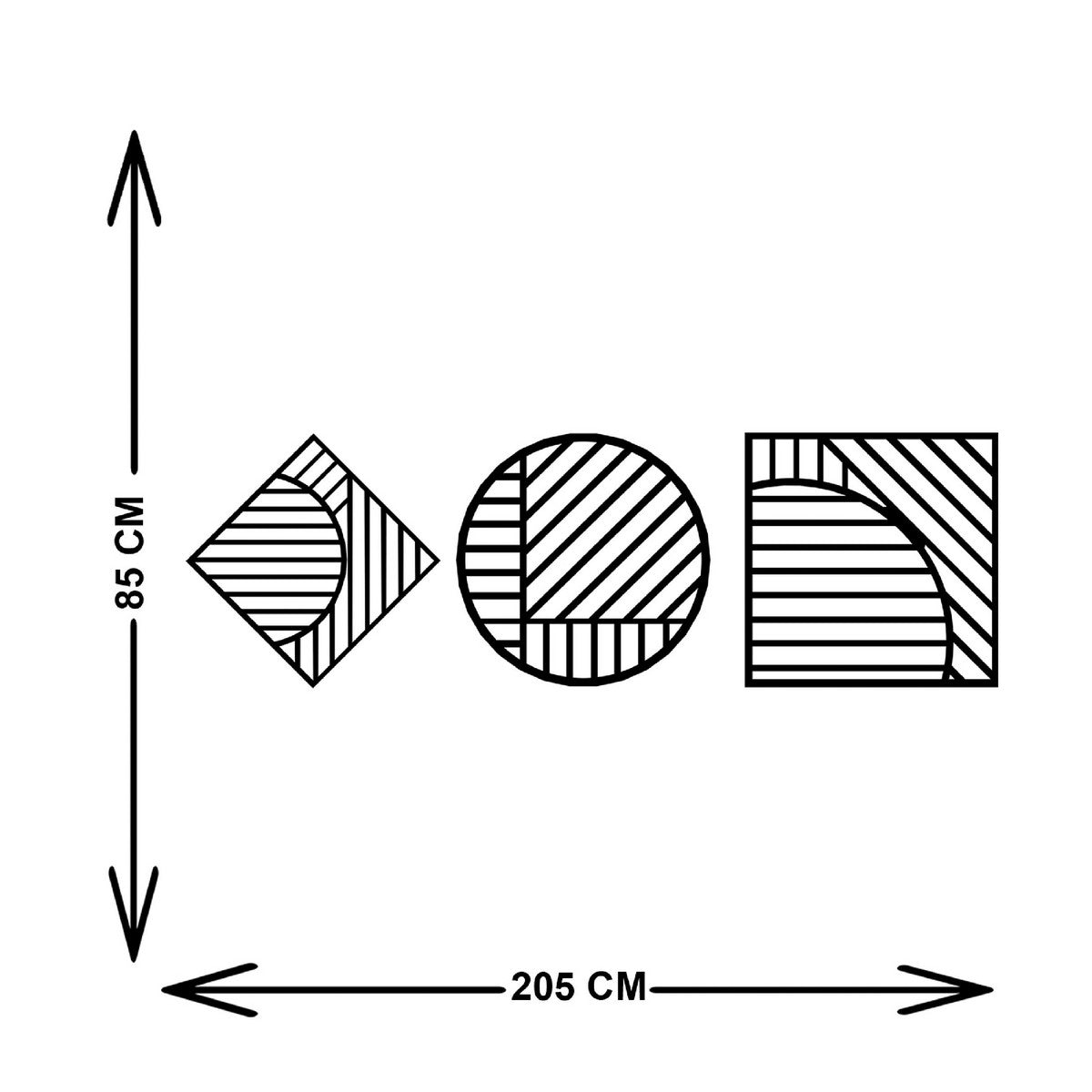 Decorazione in Metallo Linee 5, Nero, Metallo, 205x3x85 cm, EPIKASA