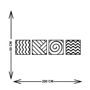 Decorazione in Metallo Composizione Geometrica 2, Nero, Metallo, 200x3x50 cm, EPIKASA