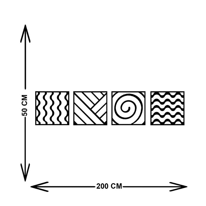 Decorazione in Metallo Composizione Geometrica 2, Nero, Metallo, 200x3x50 cm, EPIKASA