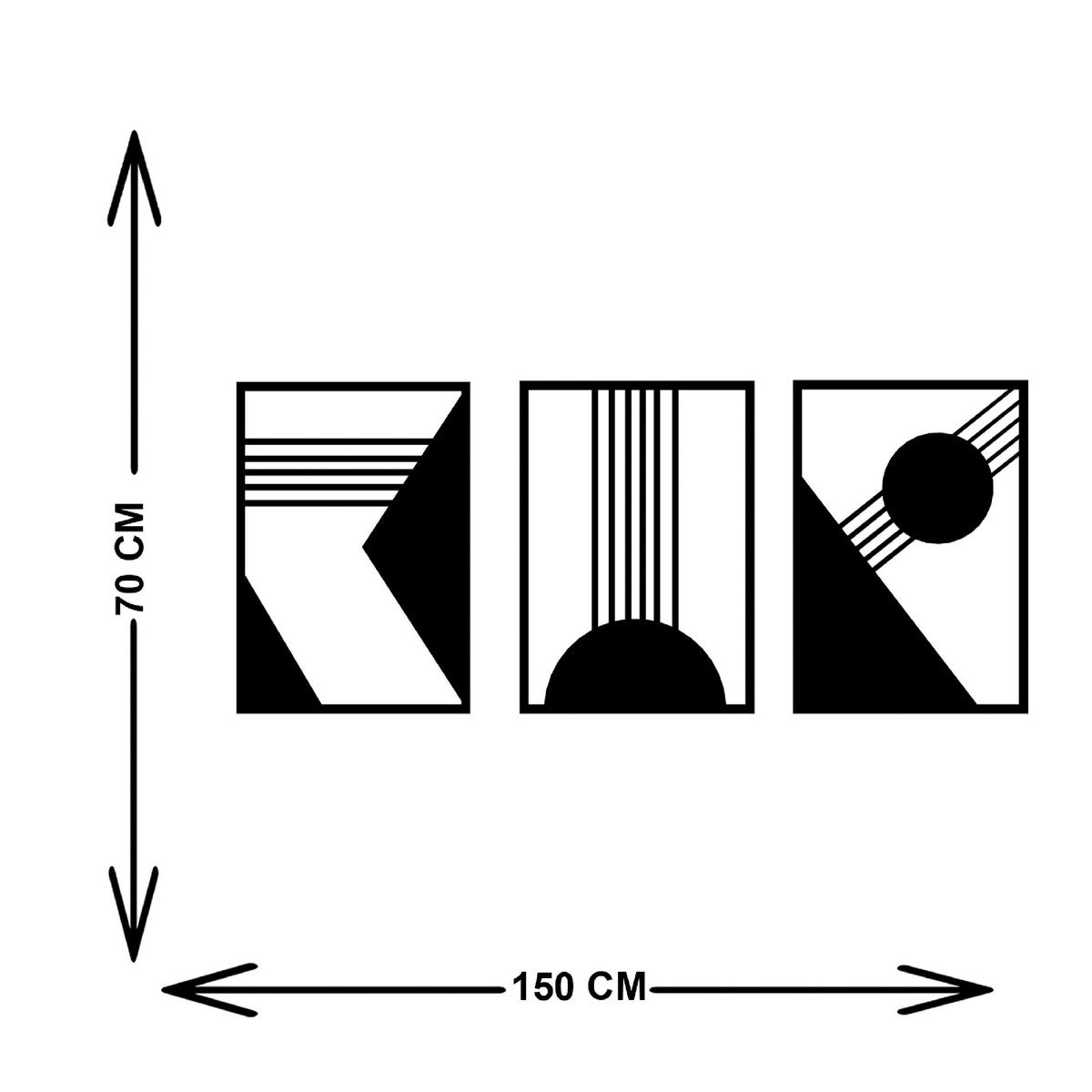 Decorazione in Metallo Composizione Geometrica 3, Nero, Metallo, 150x3x71 cm, EPIKASA