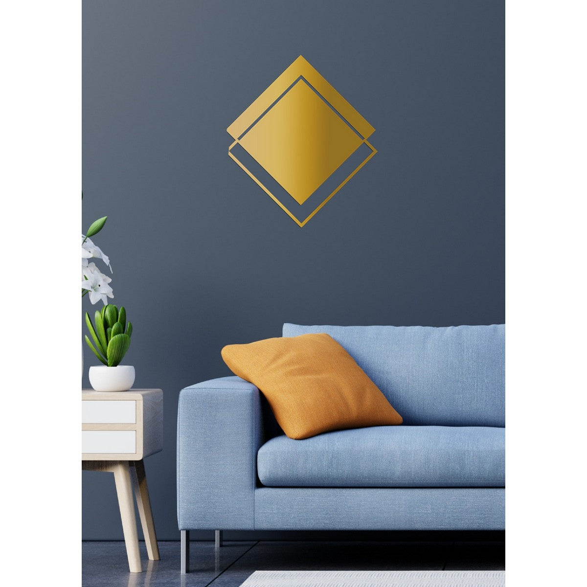 Decorazione in Metallo Rombi 3, Oro, Metallo, 50x3x57 cm, EPIKASA