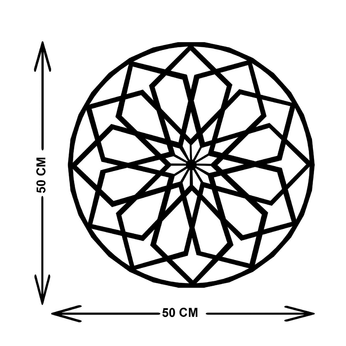 Decorazione in Metallo Fiore 2, Nero, Metallo, 50x3x50 cm, EPIKASA