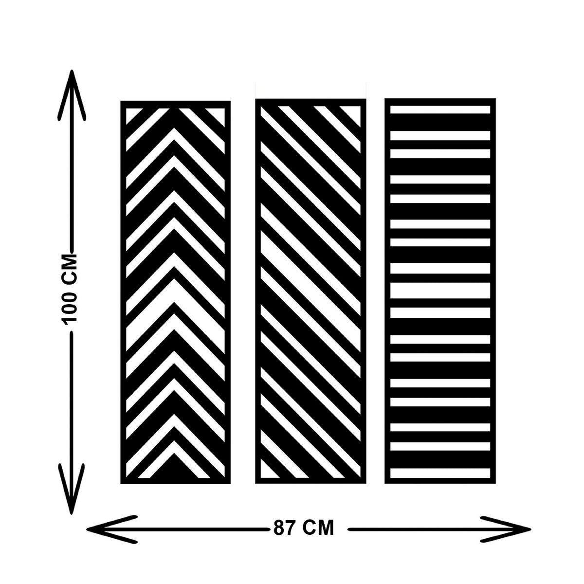 Decorazione in Metallo Linee 7, Nero, Metallo, 87x3x100 cm, EPIKASA