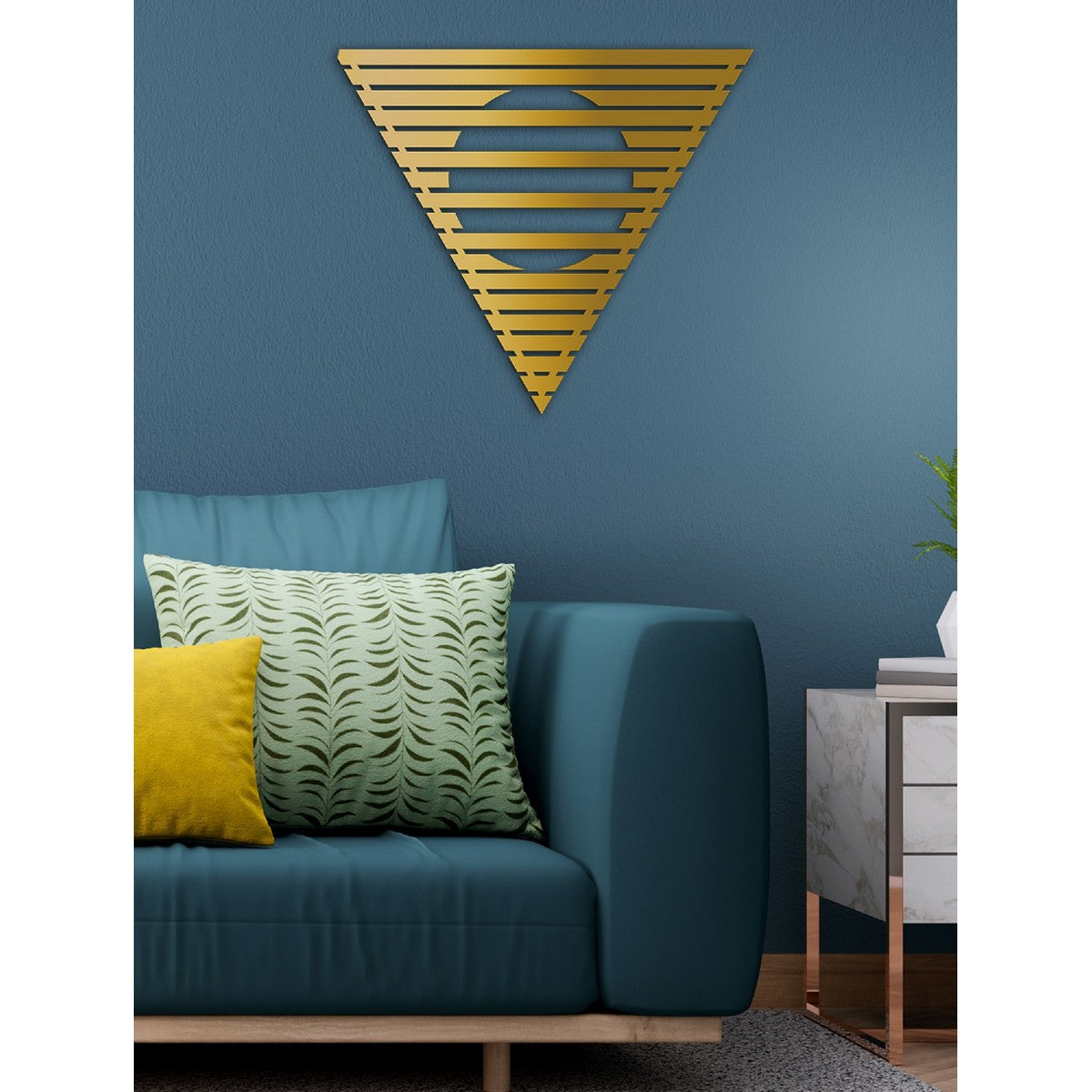 Decorazione in Metallo Triangoli 8, Oro, Metallo, 70x3x61 cm, EPIKASA