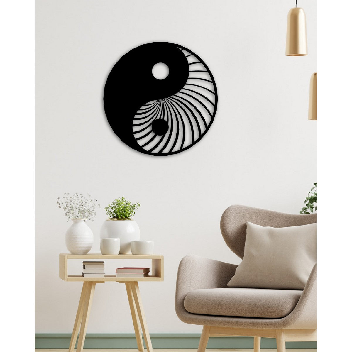 Decorazione in Metallo Yin Yang, Nero, Metallo, 60x3x60 cm, EPIKASA