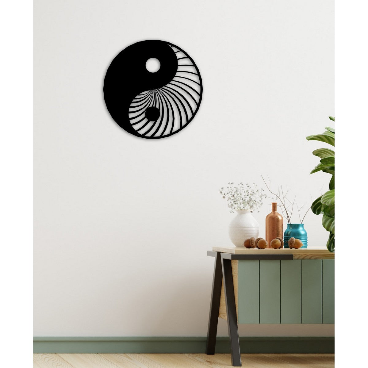 Decorazione in Metallo Yin Yang, Nero, Metallo, 60x3x60 cm, EPIKASA