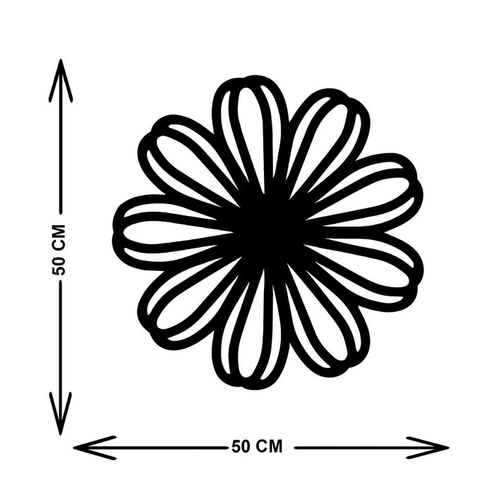 Decorazione in Metallo Fiore 7, Nero, Metallo, 50x3x50 cm, EPIKASA