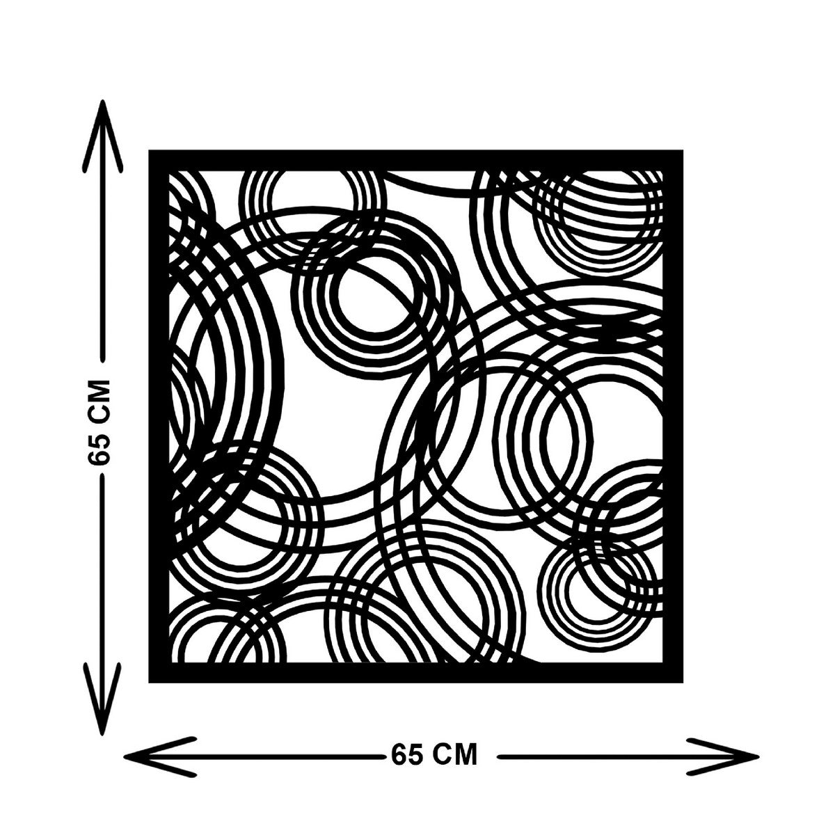 Decorazione in Metallo Composizione Geometrica 11, Nero, Metallo, 65x3x65 cm, EPIKASA