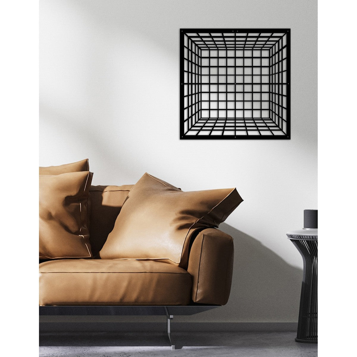 Decorazione in Metallo Cubo 2, Nero, Metallo, 60x3x60 cm, EPIKASA