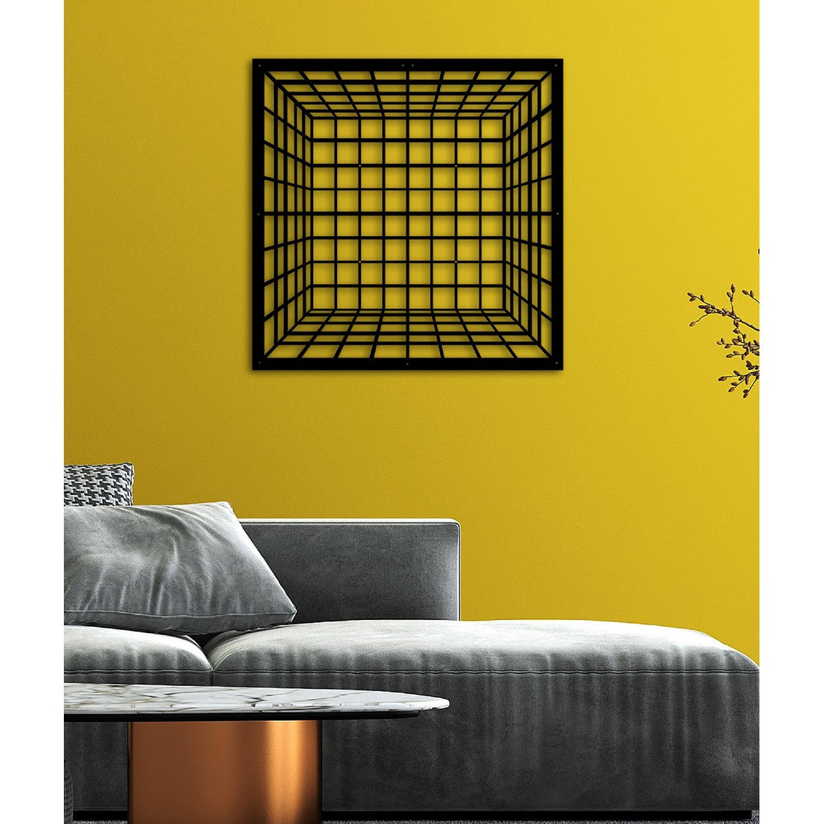 Decorazione in Metallo Cubo 3, Nero, Metallo, 80x3x80 cm, EPIKASA