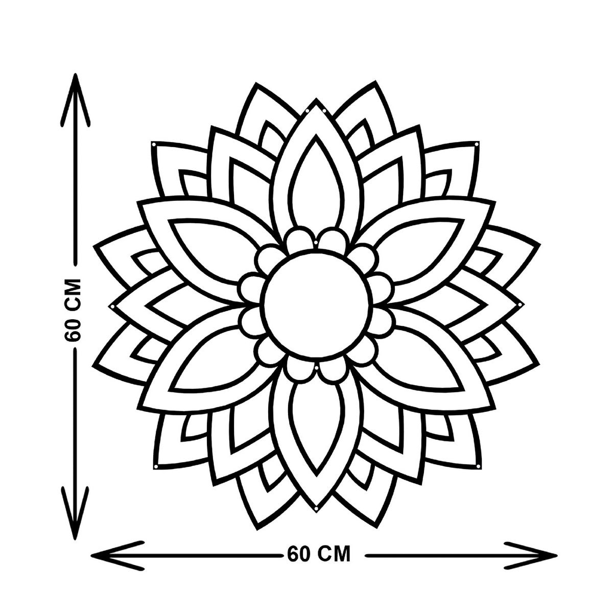 Decorazione in Metallo Mandala, Nero, Metallo, 60x3x60 cm, EPIKASA