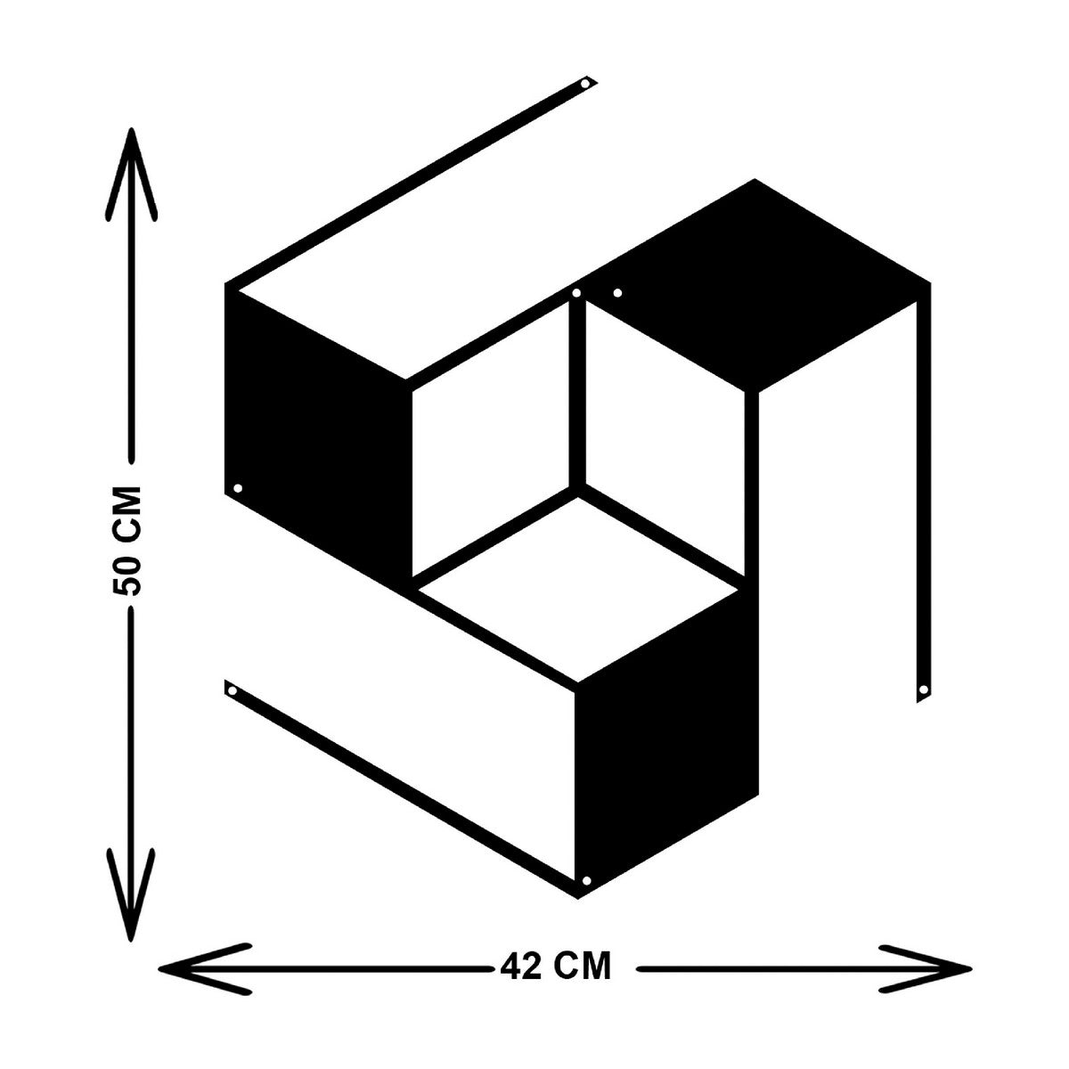 Decorazione in Metallo Cubo 4, Nero, Metallo, 43x3x50 cm, EPIKASA