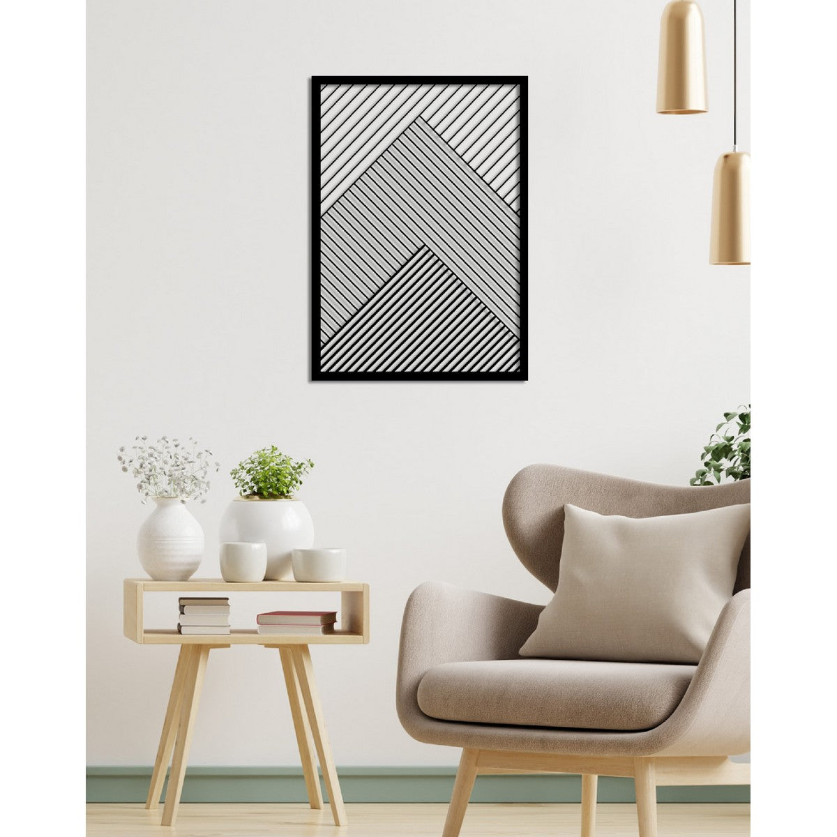 Decorazione in Metallo Linee 8, Nero, Metallo, 50x3x71 cm, EPIKASA