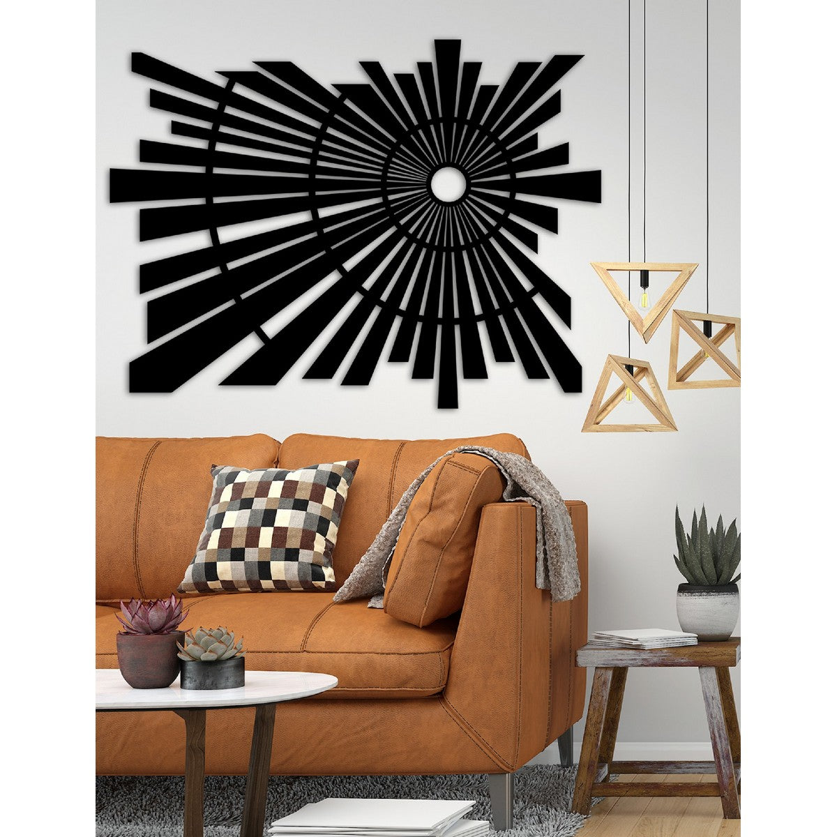 Decorazione in Metallo Composizione Geometrica 15, Nero, Metallo, 100x3x75 cm, EPIKASA