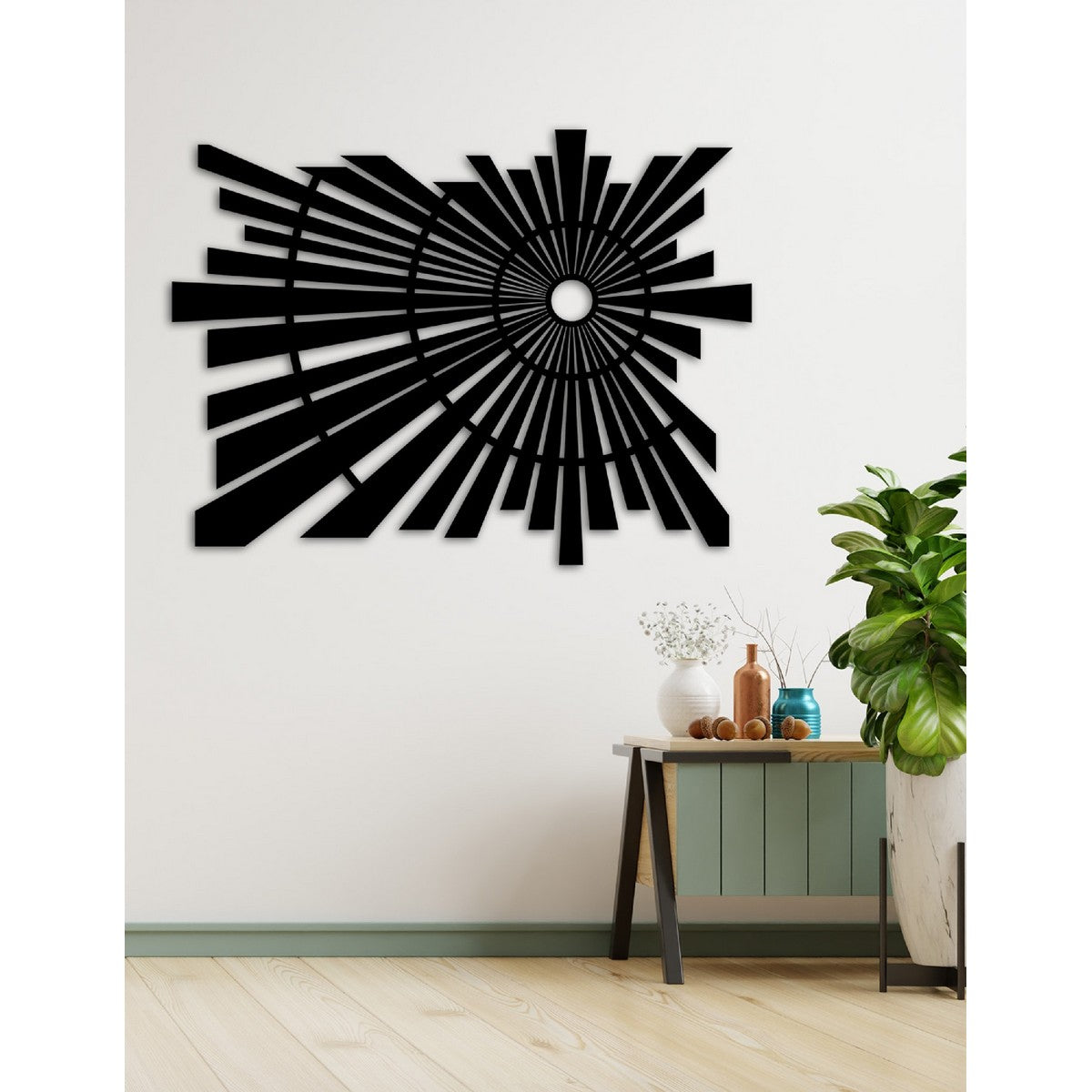 Decorazione in Metallo Composizione Geometrica 15, Nero, Metallo, 100x3x75 cm, EPIKASA