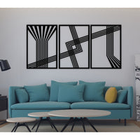 Decorazione in Metallo Linee 9, Nero, Metallo, 150x3x71 cm, EPIKASA