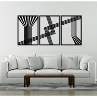 Decorazione in Metallo Linee 9, Nero, Metallo, 150x3x71 cm, EPIKASA