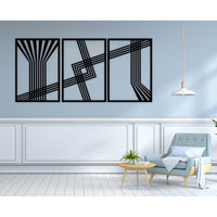 Decorazione in Metallo Linee 9, Nero, Metallo, 150x3x71 cm, EPIKASA