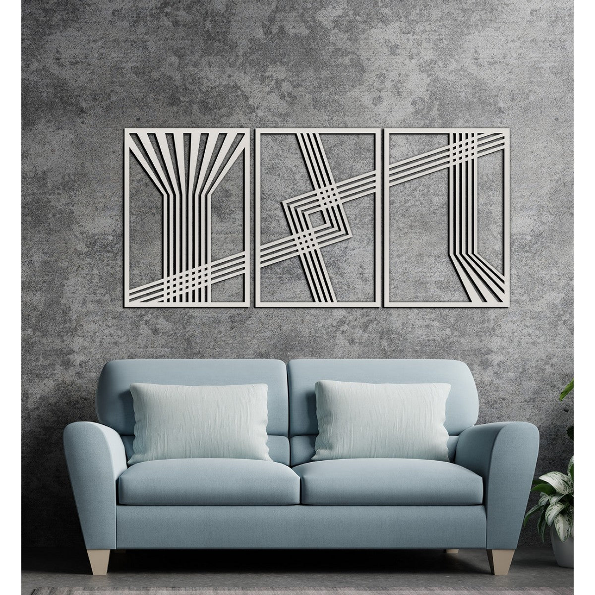 Decorazione in Metallo Linee 11, Argento, Metallo, 150x3x71 cm, EPIKASA