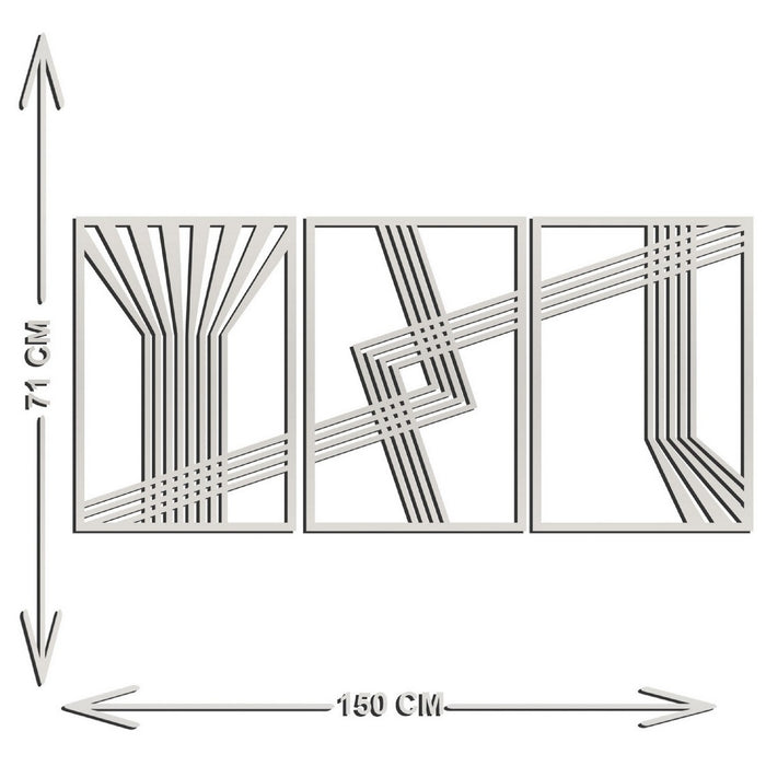 Decorazione in Metallo Linee 11, Argento, Metallo, 150x3x71 cm, EPIKASA