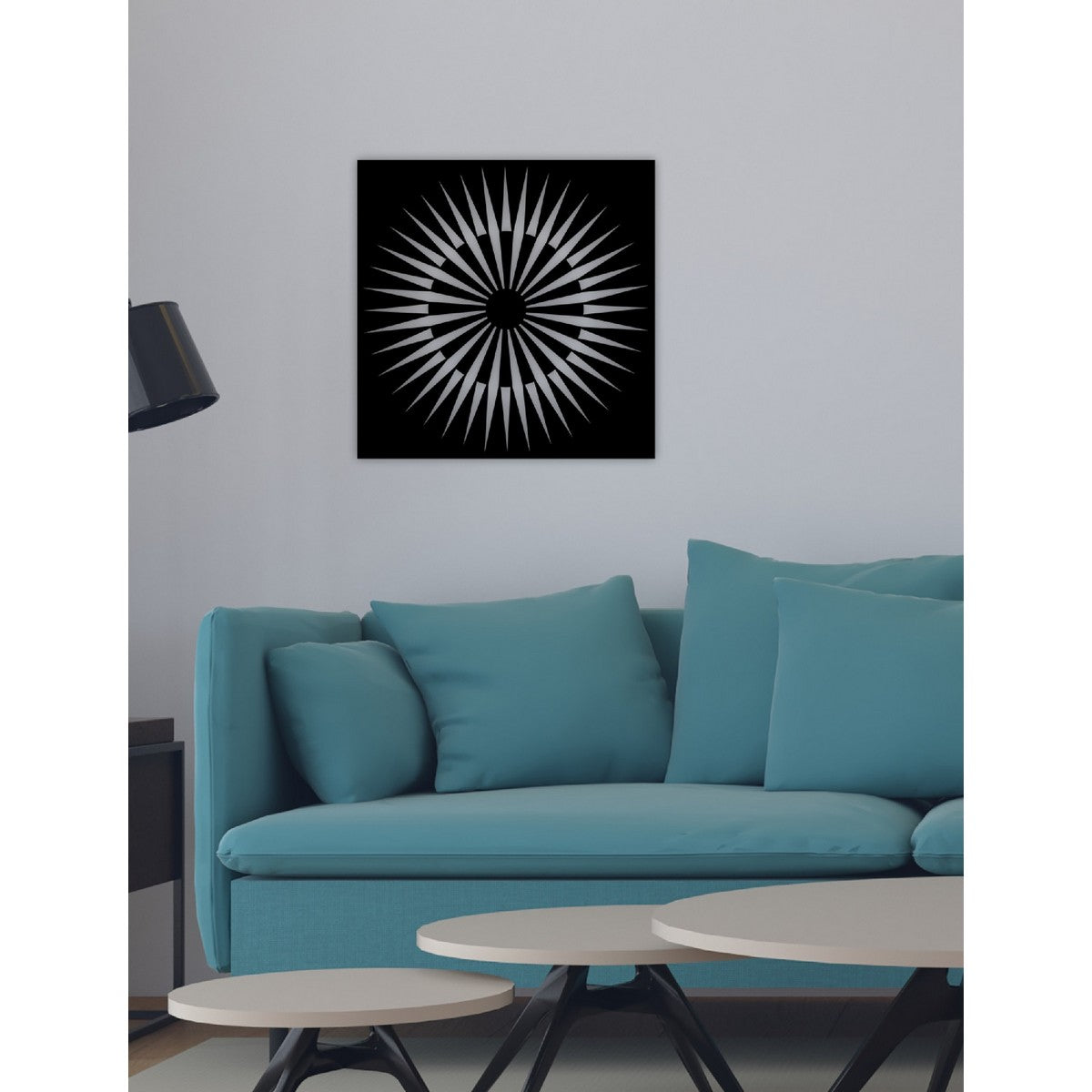 Decorazione in Metallo Composizione Geometrica 18, Nero, Metallo, 60x3x60 cm, EPIKASA