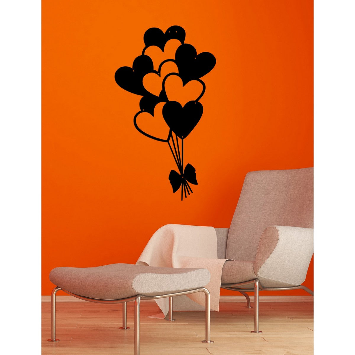 Decorazione in Metallo Palloncini a Cuore 1, Nero, Metallo, 35x1,5x60 cm, EPIKASA