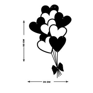 Decorazione in Metallo Palloncini a Cuore 1, Nero, Metallo, 35x1,5x60 cm, EPIKASA