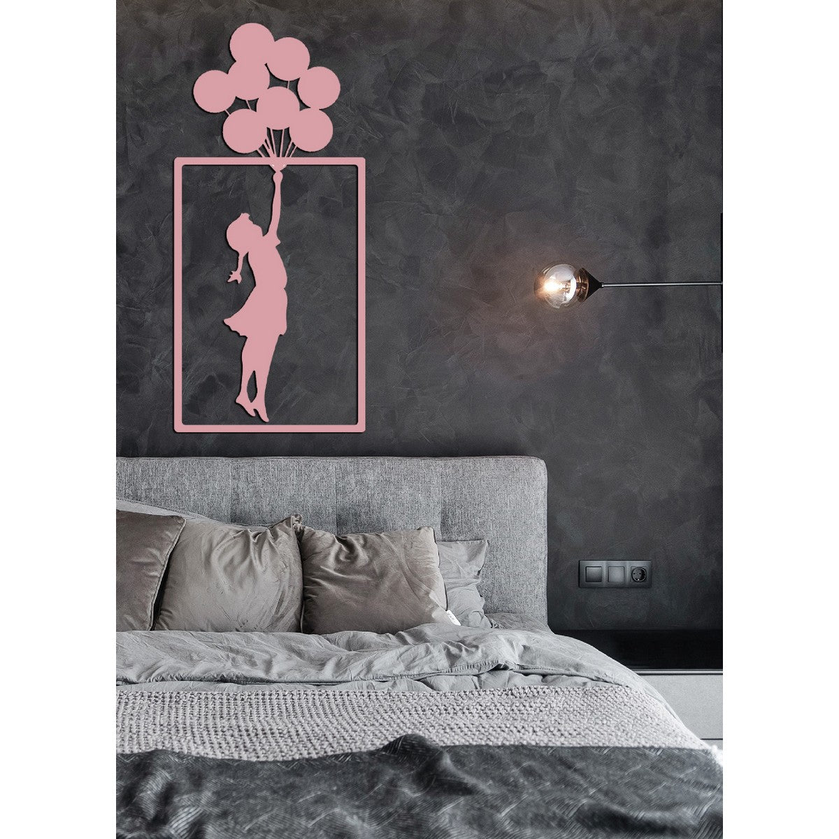 Decorazione in Metallo Bambina Banksy 3, Rosa, Metallo, 47x1,5x100 cm, EPIKASA