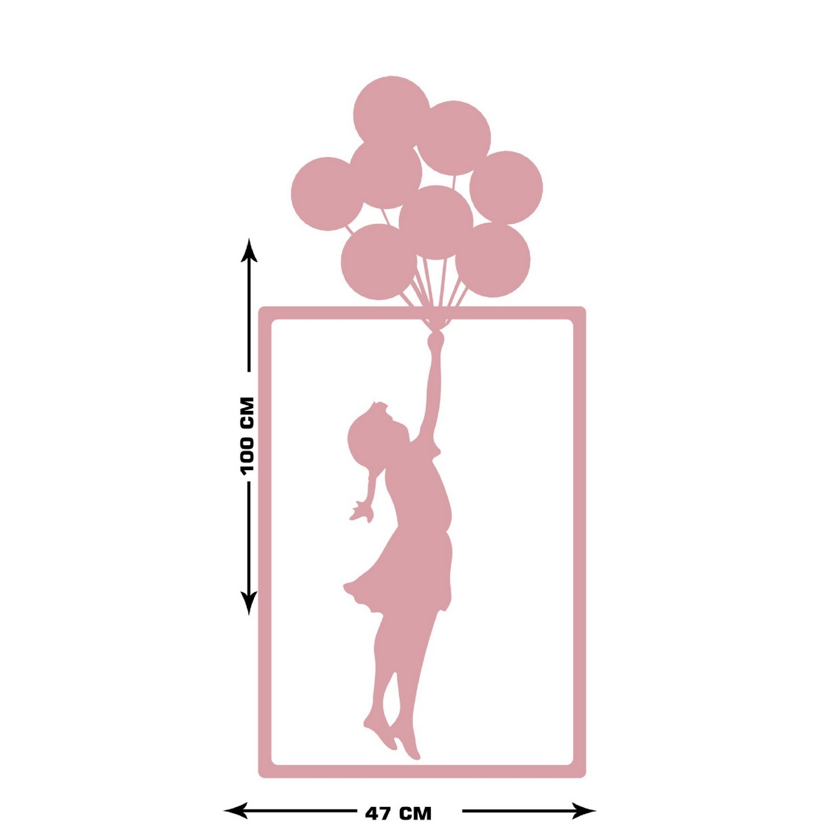 Decorazione in Metallo Bambina Banksy 3, Rosa, Metallo, 47x1,5x100 cm, EPIKASA