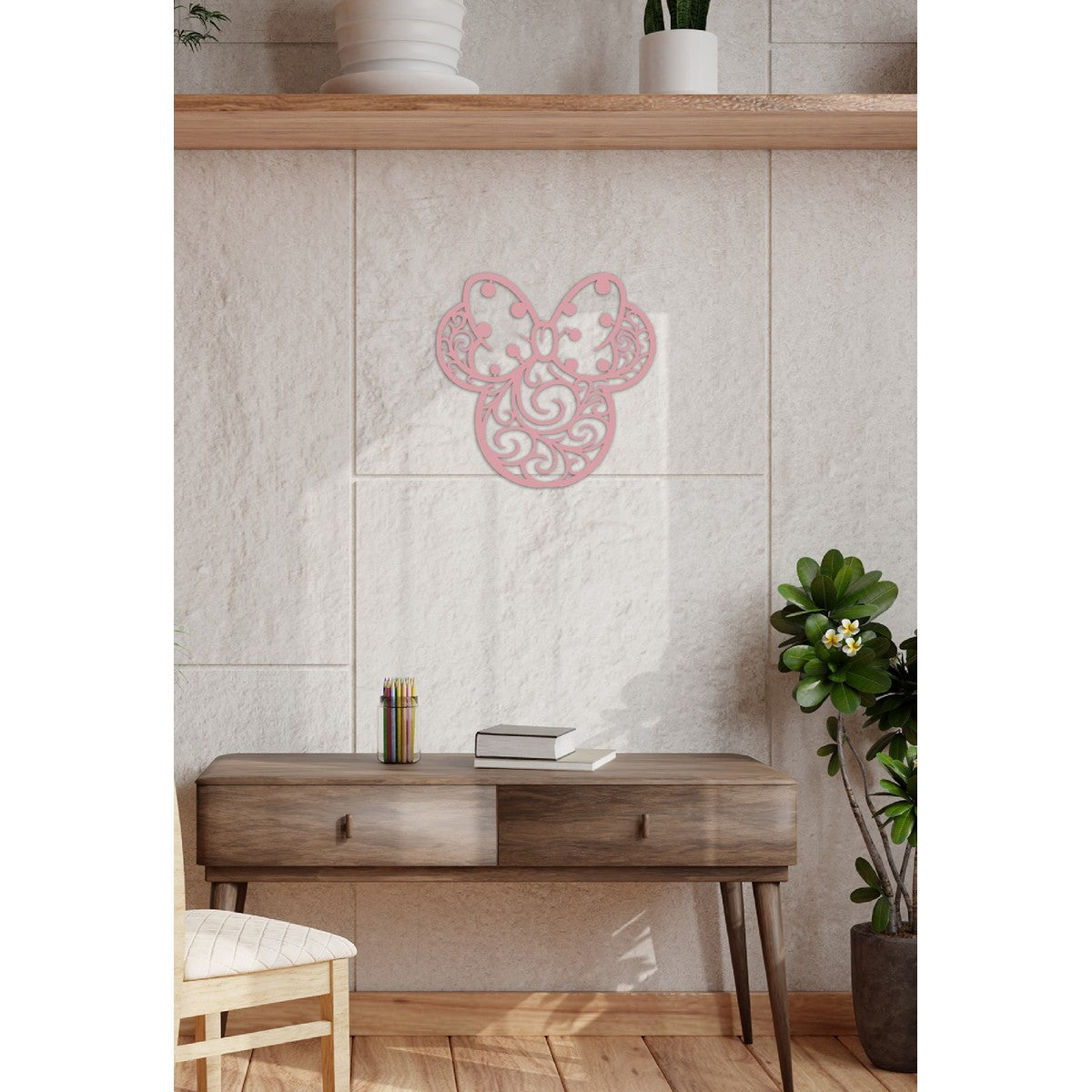 Decorazione in Metallo Mickey 8, Rosa, Metallo, 51x1,5x50 cm, EPIKASA