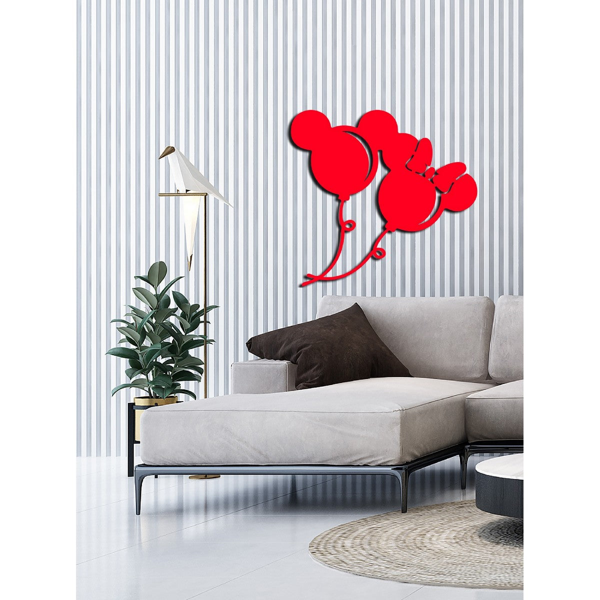 Decorazione in Metallo Mickey 16, Rosso, Metallo, 64x1,5x60 cm, EPIKASA