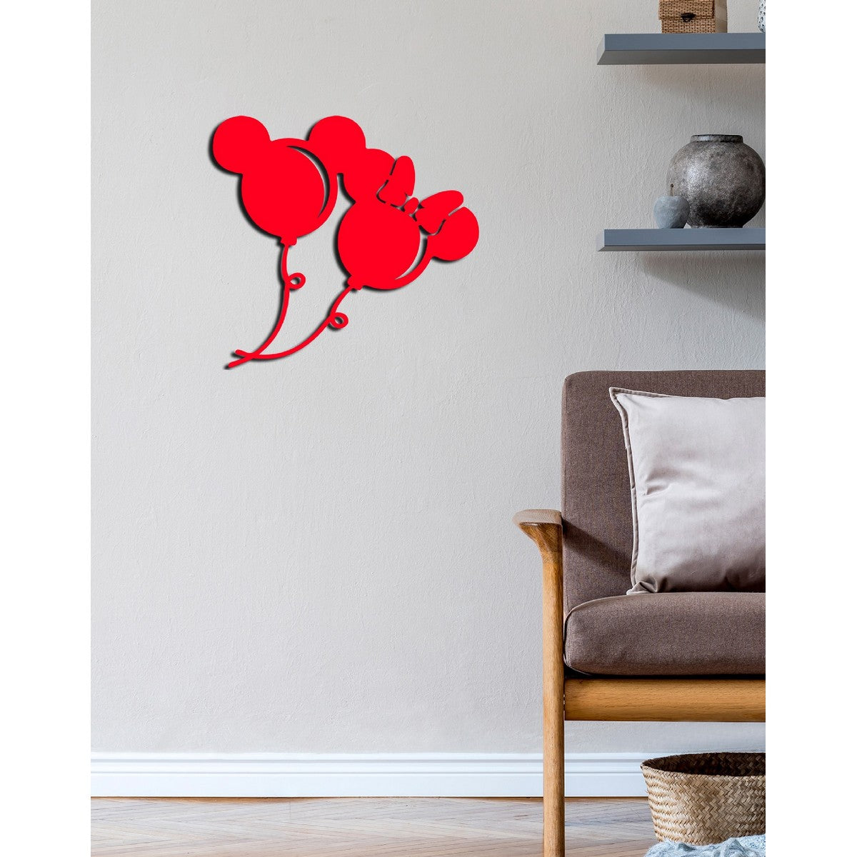 Decorazione in Metallo Mickey 16, Rosso, Metallo, 64x1,5x60 cm, EPIKASA