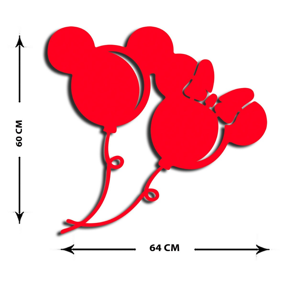 Decorazione in Metallo Mickey 16, Rosso, Metallo, 64x1,5x60 cm, EPIKASA