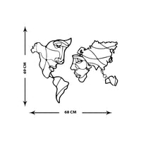 Decorazione in Metallo Mappa Mondo 9, Nero, Metallo, 28x1,5x45 cm, EPIKASA