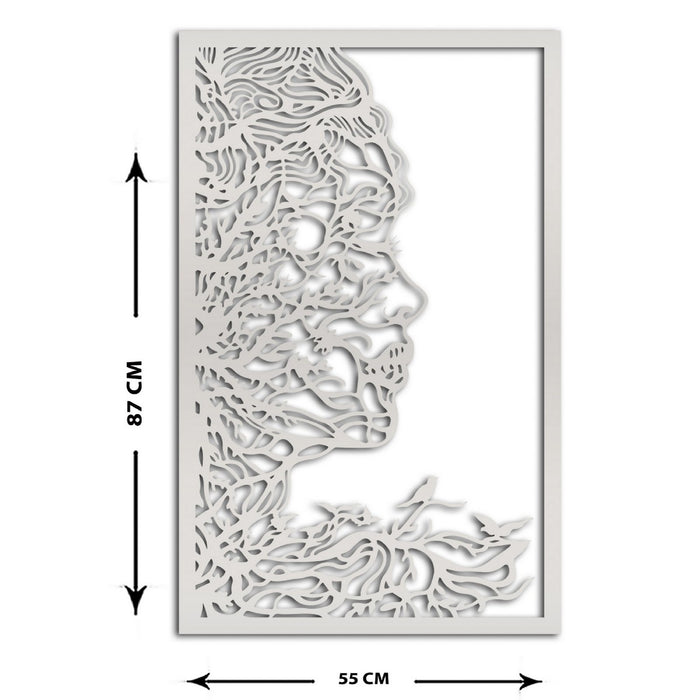 Decorazione in Metallo Viso 3, Argento, Metallo, 55x1,5x87 cm, EPIKASA