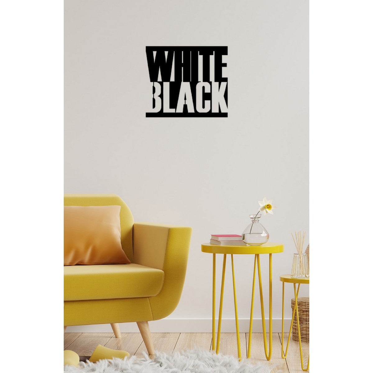 Decorazione in Metallo White Black, Nero, Metallo, 57x1,5x50 cm, EPIKASA