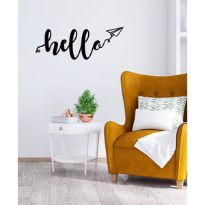 Decorazione in Metallo Hello 1, Nero, Metallo, 70x1,5x26 cm, EPIKASA